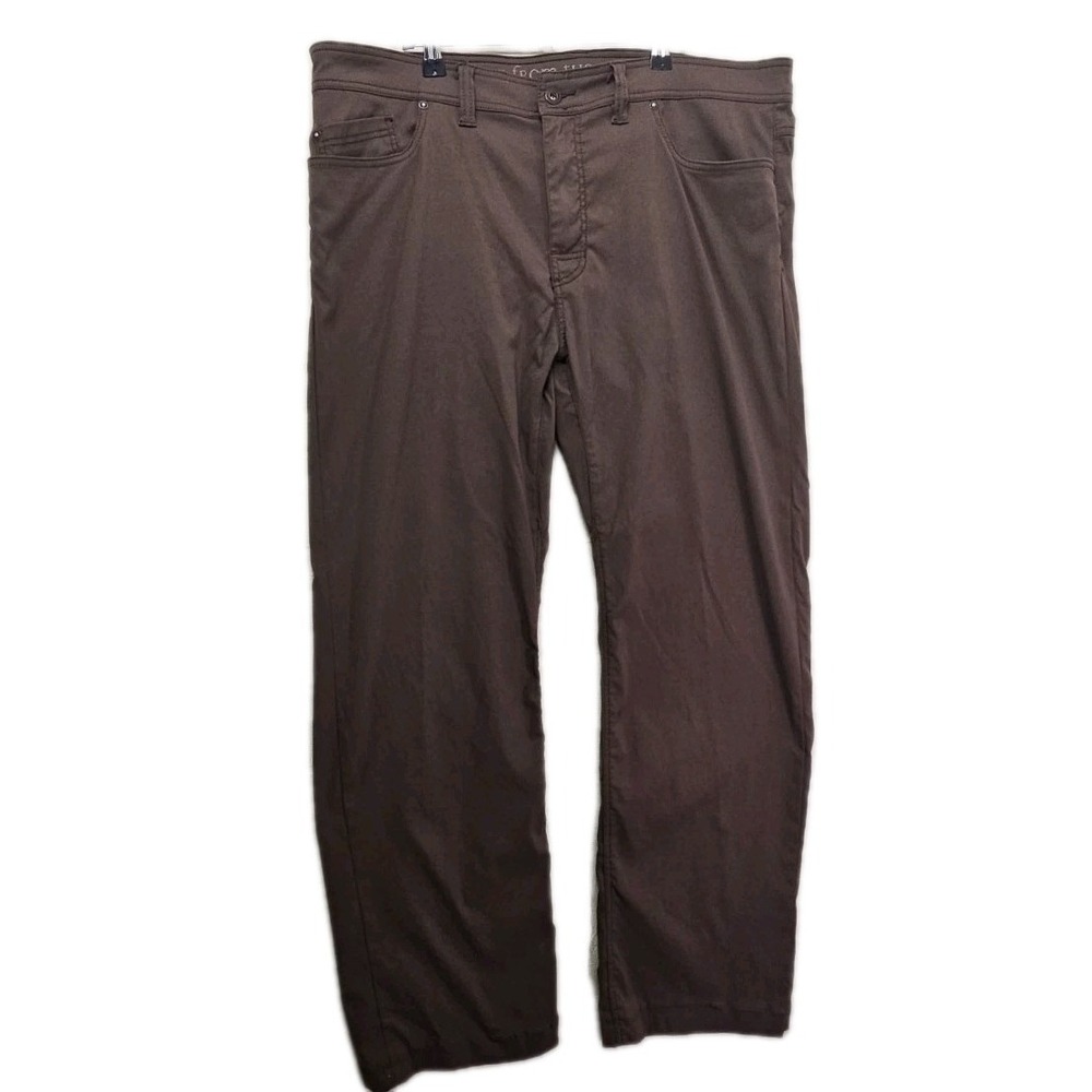 Prana Pants Men 38x31 Brown Brion Standard Fit Stretch Hike Trail Outdoor HEMMED